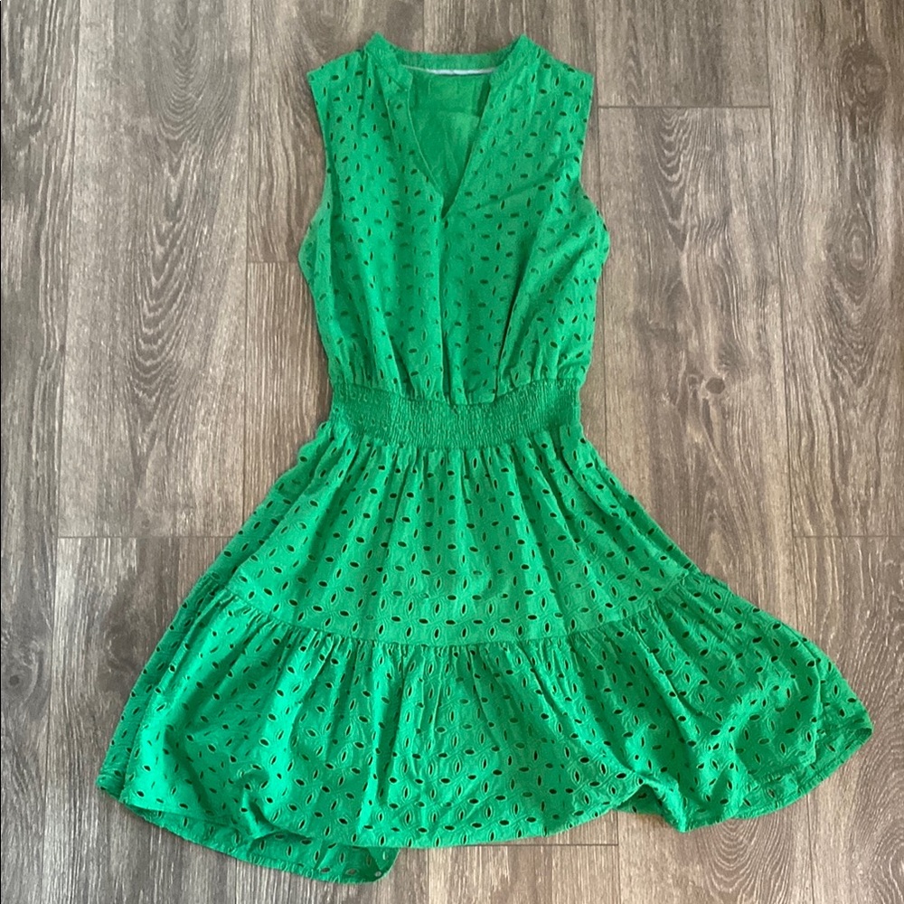 Southern Tide Green Sleeveless Eyelet Dress